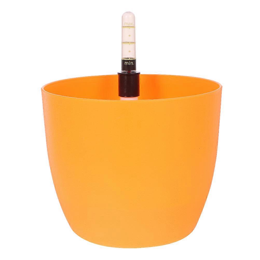 Round Garden Stylish Self-watering Planter Water Level Display Foolproof Easy to Use (Orange)
