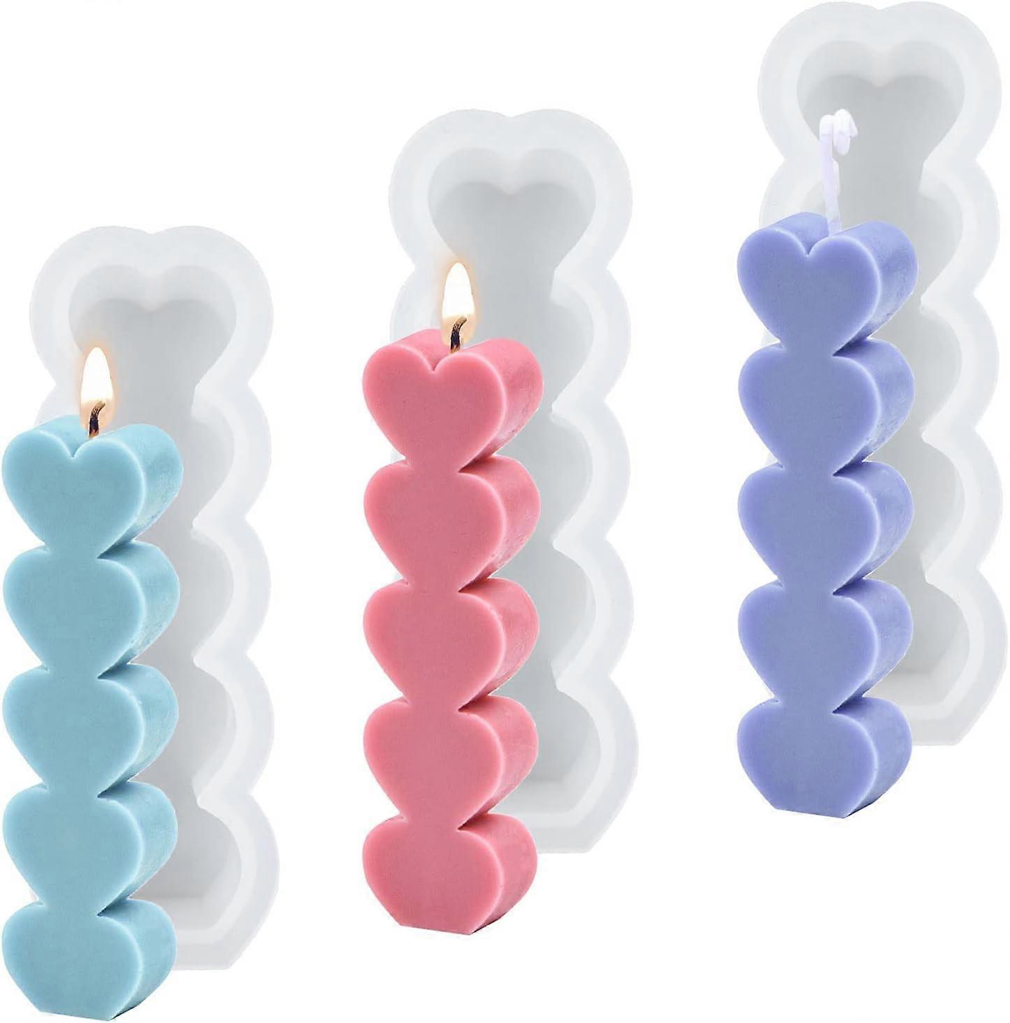 Love Heart Shape Candle Silicone Molds for Making Candle, DIY 3D Love Heart Epoxy Resin Soap Mould Candle Mould Casting Mould Valentine's Day
