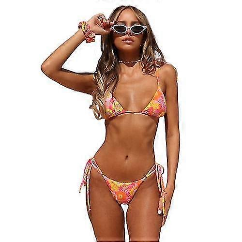 Kvinner High Cut Triangle Bikini Set Two Piece Badetøy