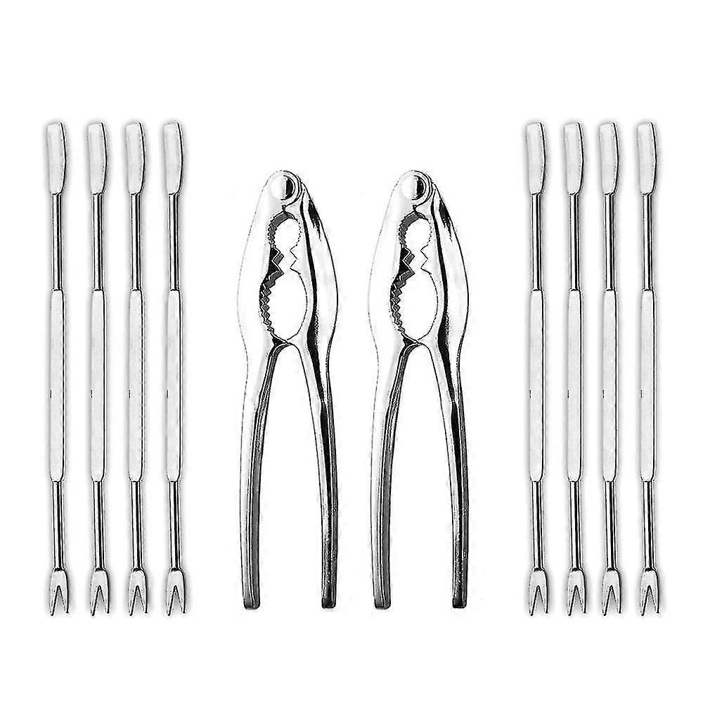 Lobster Crackers And Picks Set, 10-piece Crab Leg Crackers And Tools - Stainless Steel Seafood Crackers & Forks Nut Cracker Set