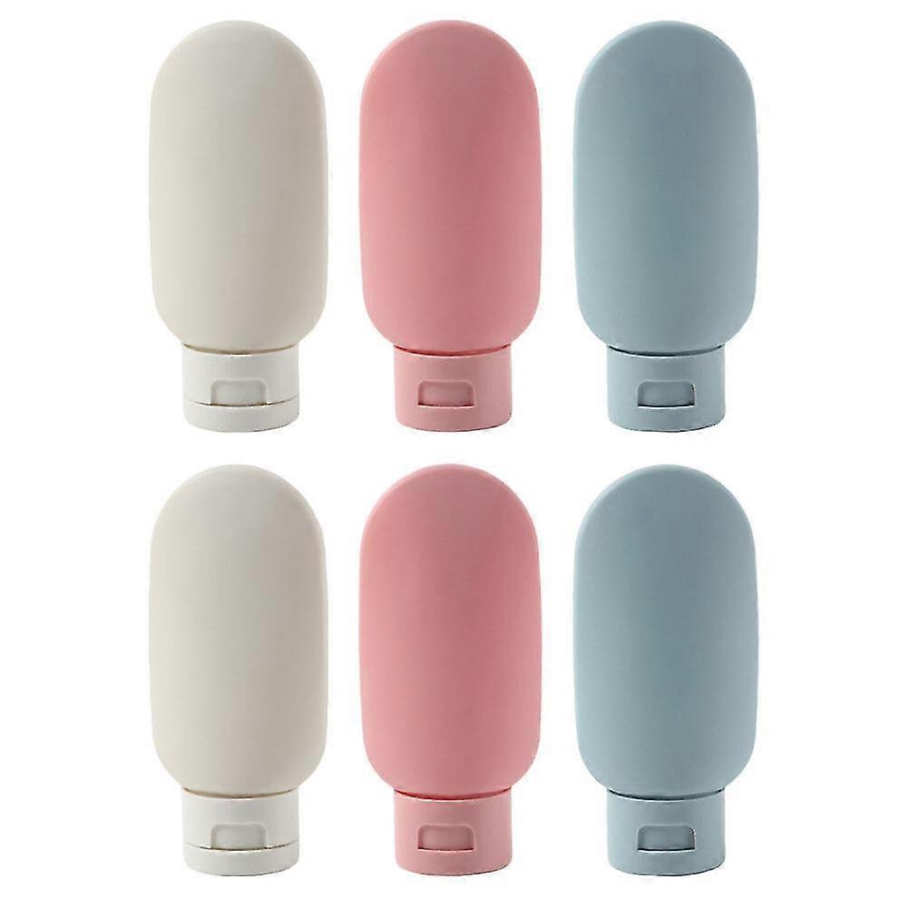 6pcs Silicone Leak Proof Toiletry Containers Refillable Shampoo Bottles