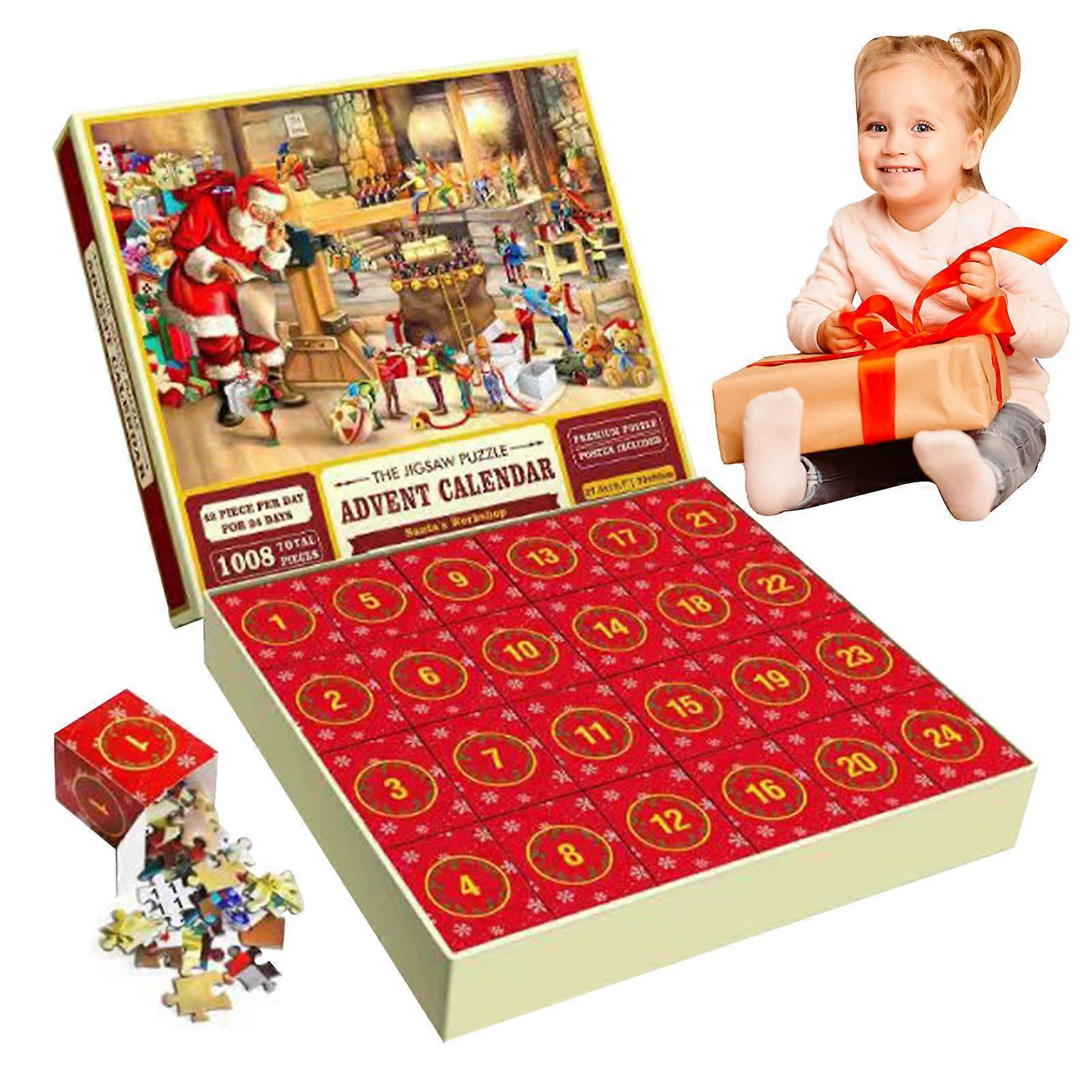 Puzzle Advent Calendar 2023, 1008 Pieces Puzzle 24 Days Christmas Countdown Advent Calendars, Christmas Gift Idea For Kids Adult