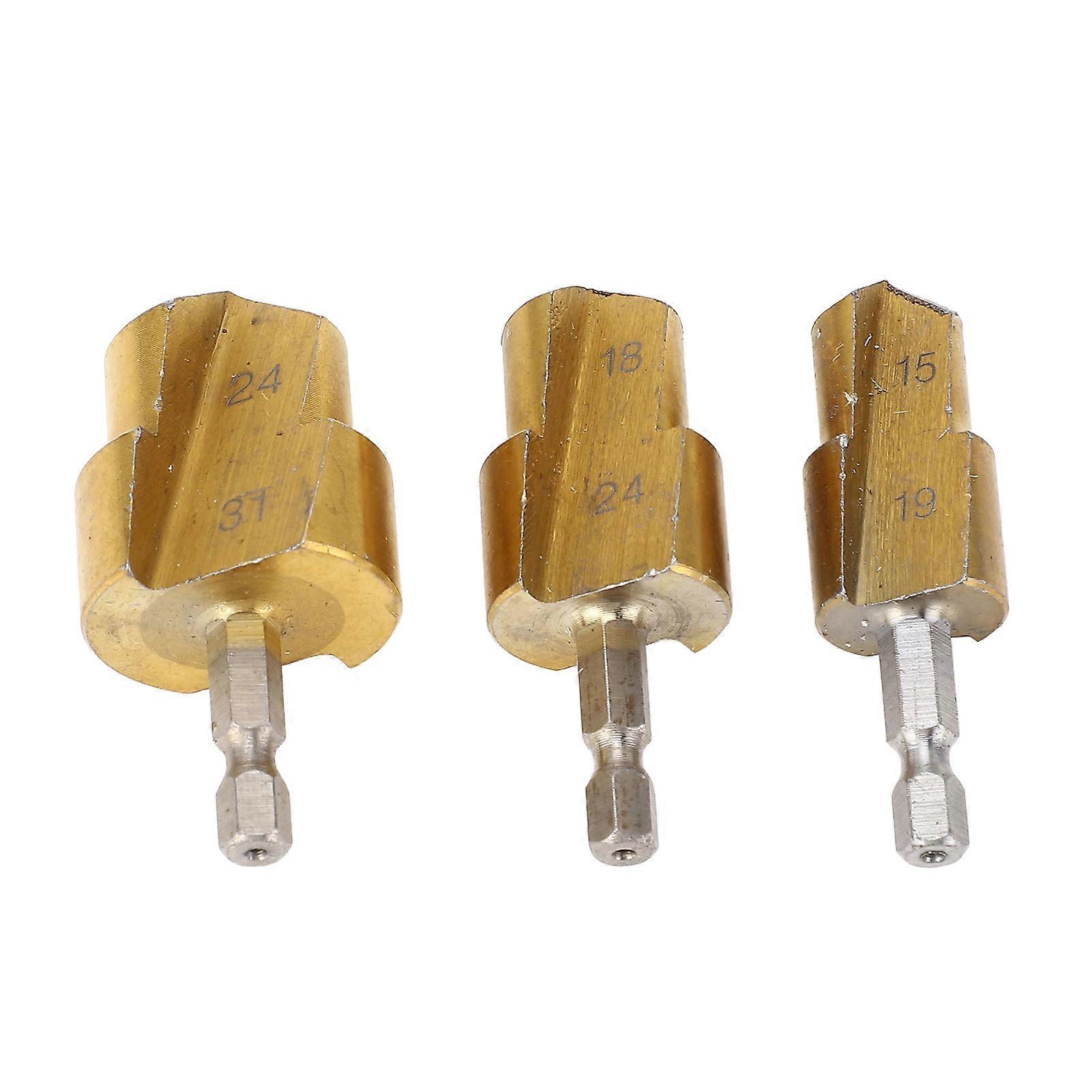 3PCS PPR Pipe Reamer Bits High Carbon Steel PVC Pipe Fitting Expander Step Drill Bit Kit Hex Shank 19mm 24mm 31mm