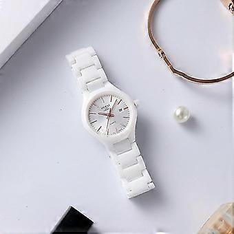 Orologio da donna in ceramica bianca temperamento semplice