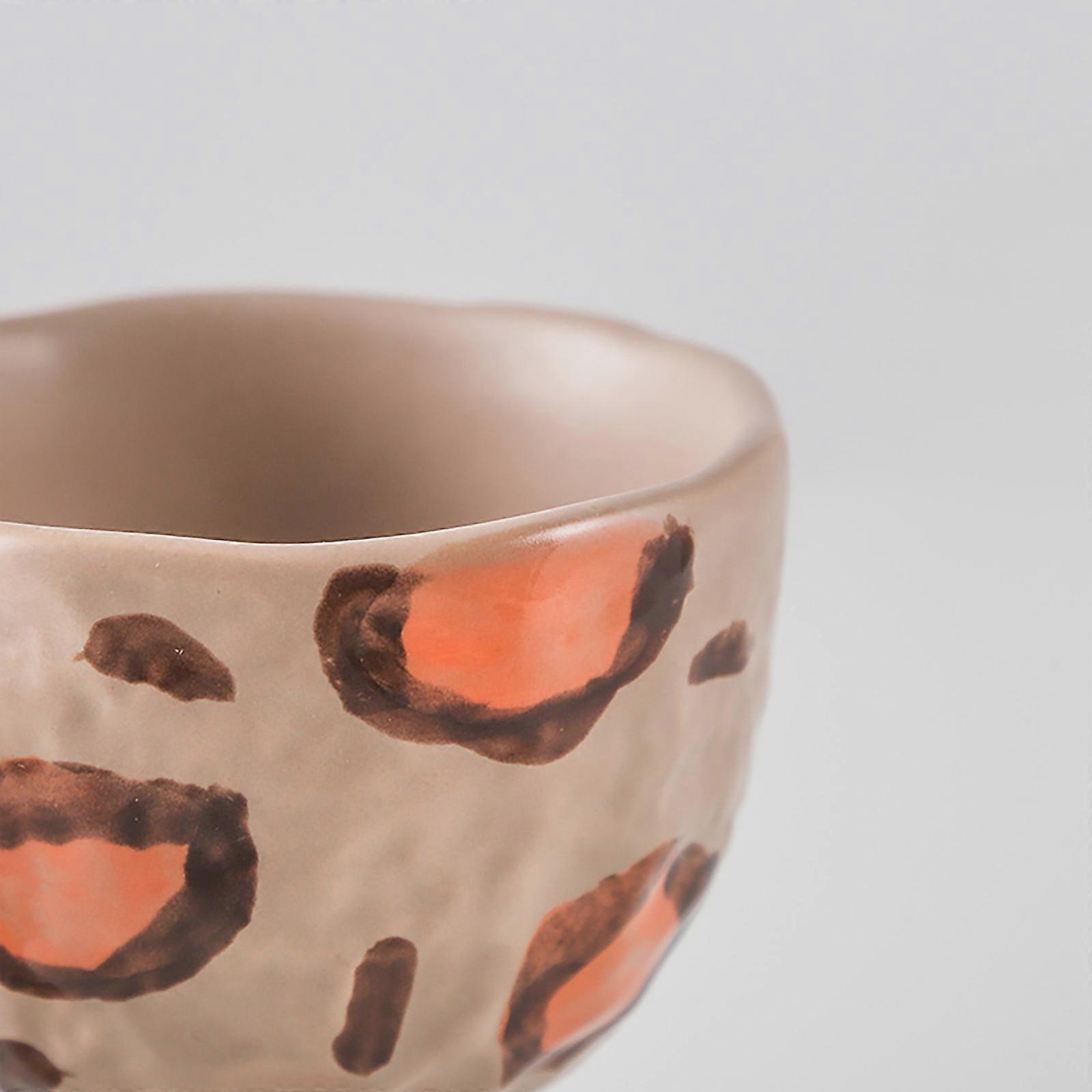 Hand Painted Ceramic Wine Goblet 290ml - Multicolor Zebra Leopard Print Mug for Coffee, Desserts, Ice Cream