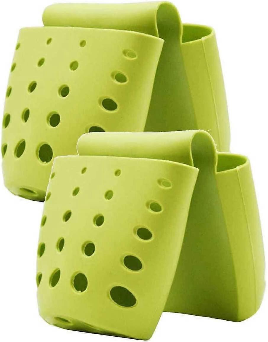 2pc Kitchen Sink Sponge Holder Organizer Hanging Strainers-Green