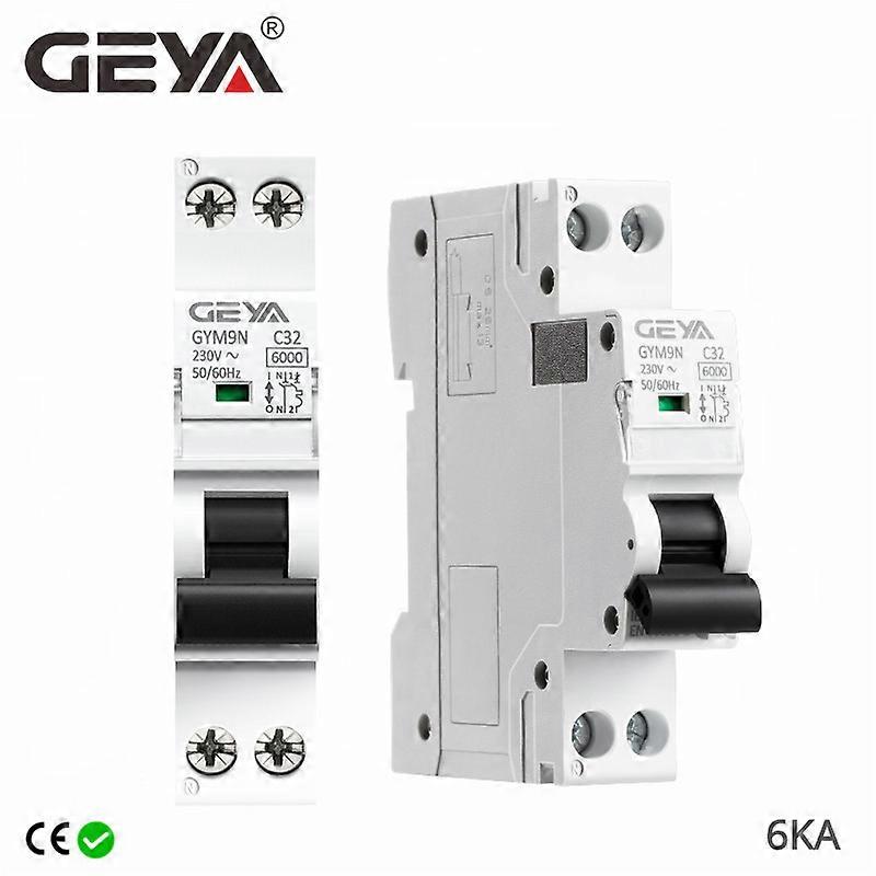 Free Shipping GEYA GYM9N 1P+N MCB DPN 6A 10A 16A 20A 25A 32A 40A 220V AC Mini Circuit Breaker B Curve C Curve