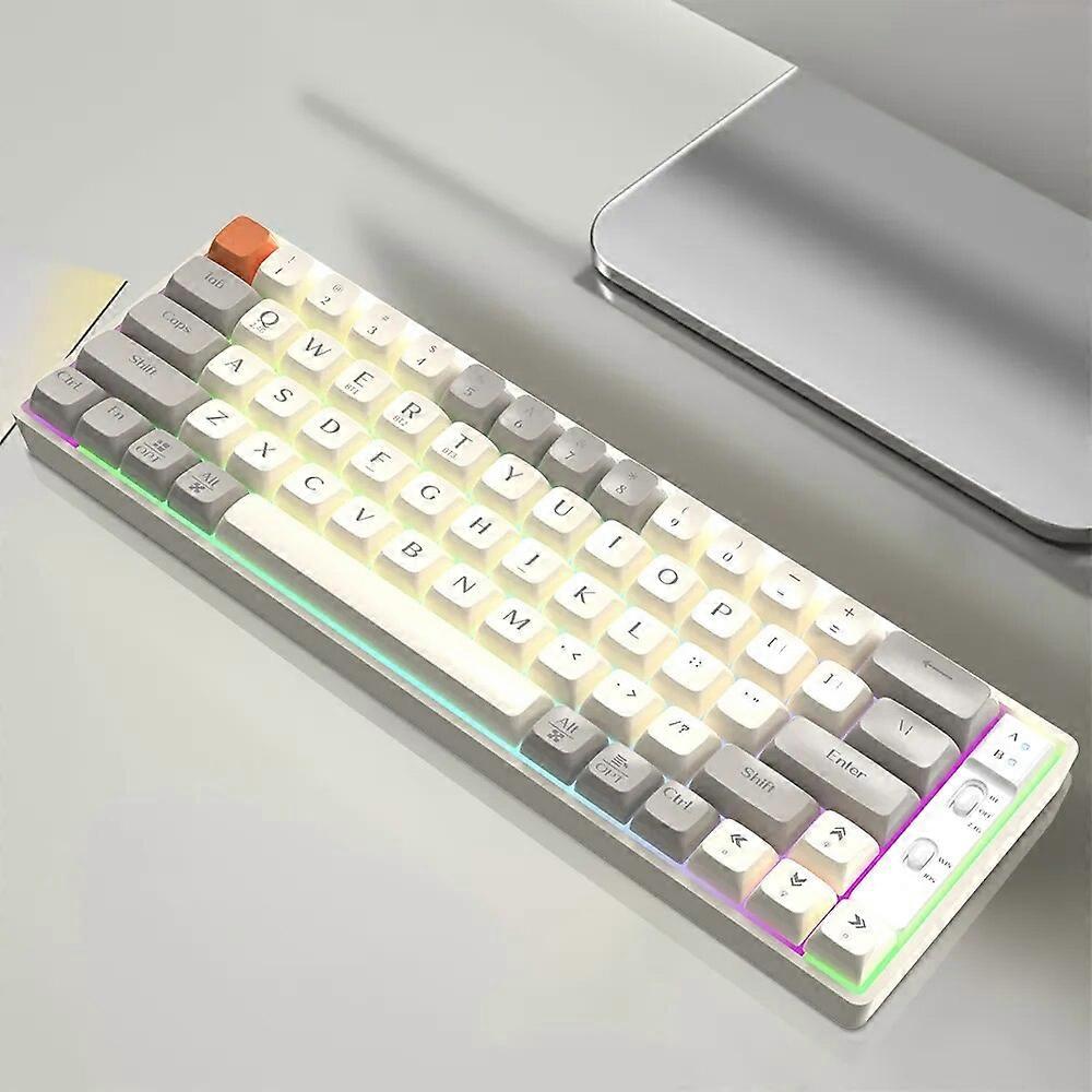 RGB Light Wireless bluetooth Mechanical Keyboard Gaming Keyboard PBT Keycaps Hot Swappable 65Keys for PC Laptop detachable cable