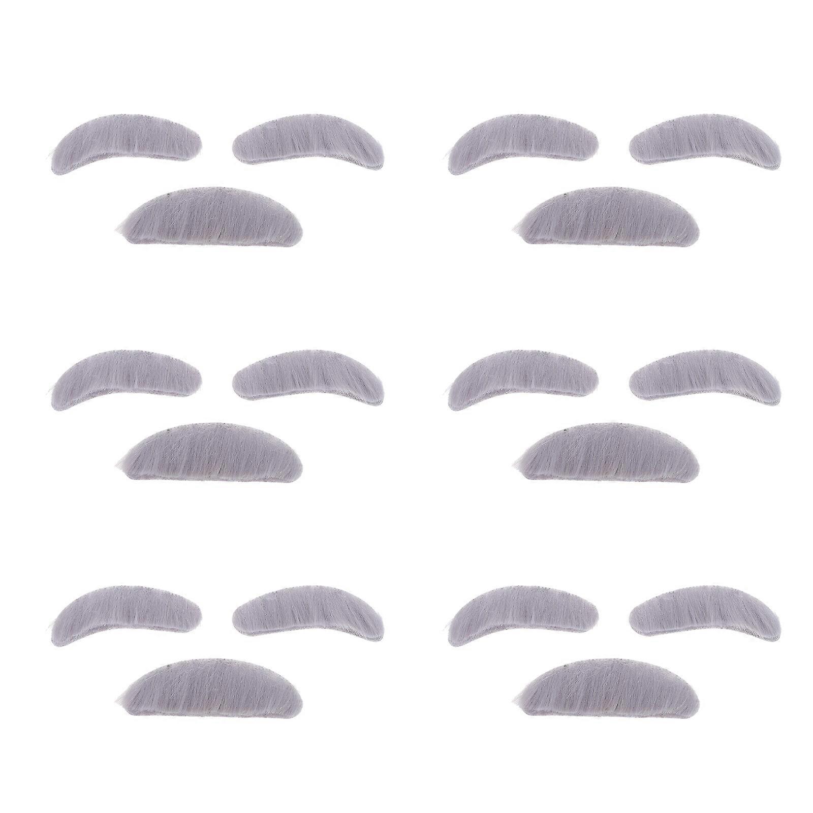 6 Sets of Old Man Fake Eyebrows Props Plush Artificial Fake Mustache Halloween Party Costume