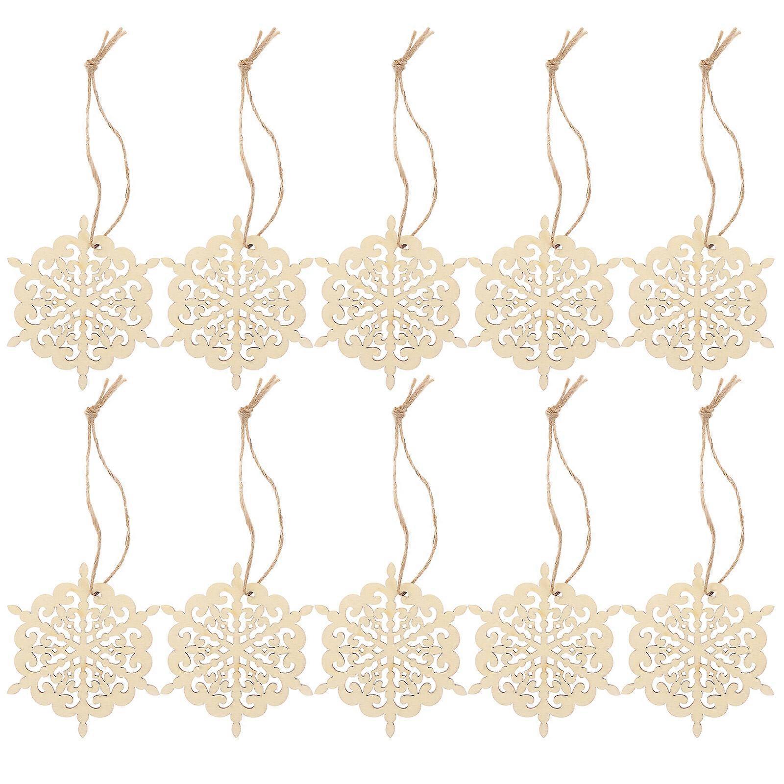 10 Pcs Ornament Crafts Snowflake Shapes Snowflake Slice Hanging Unfinished Snowflake Ornaments Holiday Tree Hanging Ornament