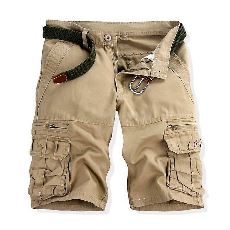 Summer Men's Multiple Pockets Shorts Mens Cotton Solid Loose Shorts