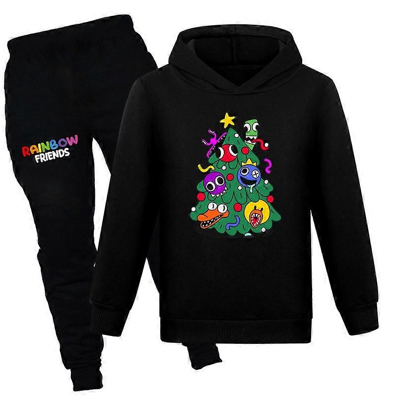 Rainbow Friends Julgran Vår och höst Mode Casual Wear Pojkar och flickor Tröja+Casual Byxor Set