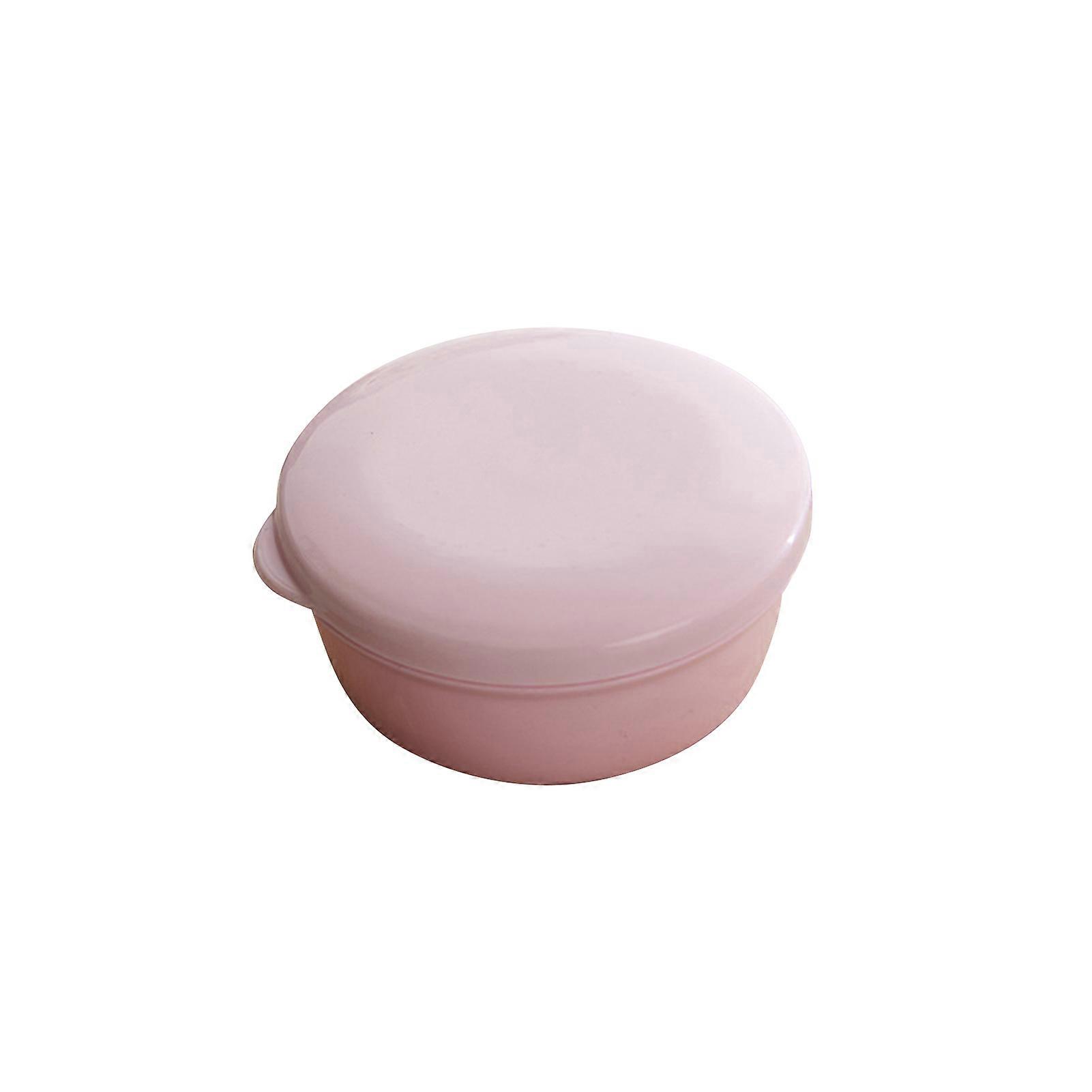 Soap Box Mini Draining Rack Round Shape Soap Box with Cover for Bathroom