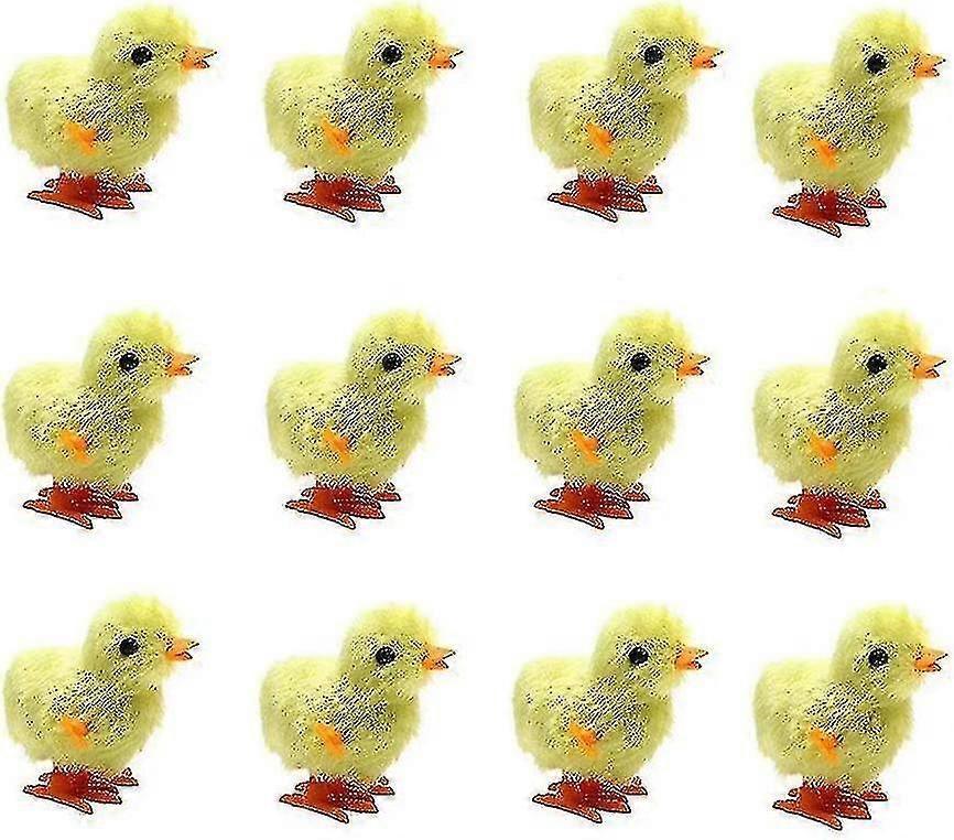 12 Pack Easter Wind-up Toys, Plush Chick Wind Up Toys Fluffy Chicken Clockwork