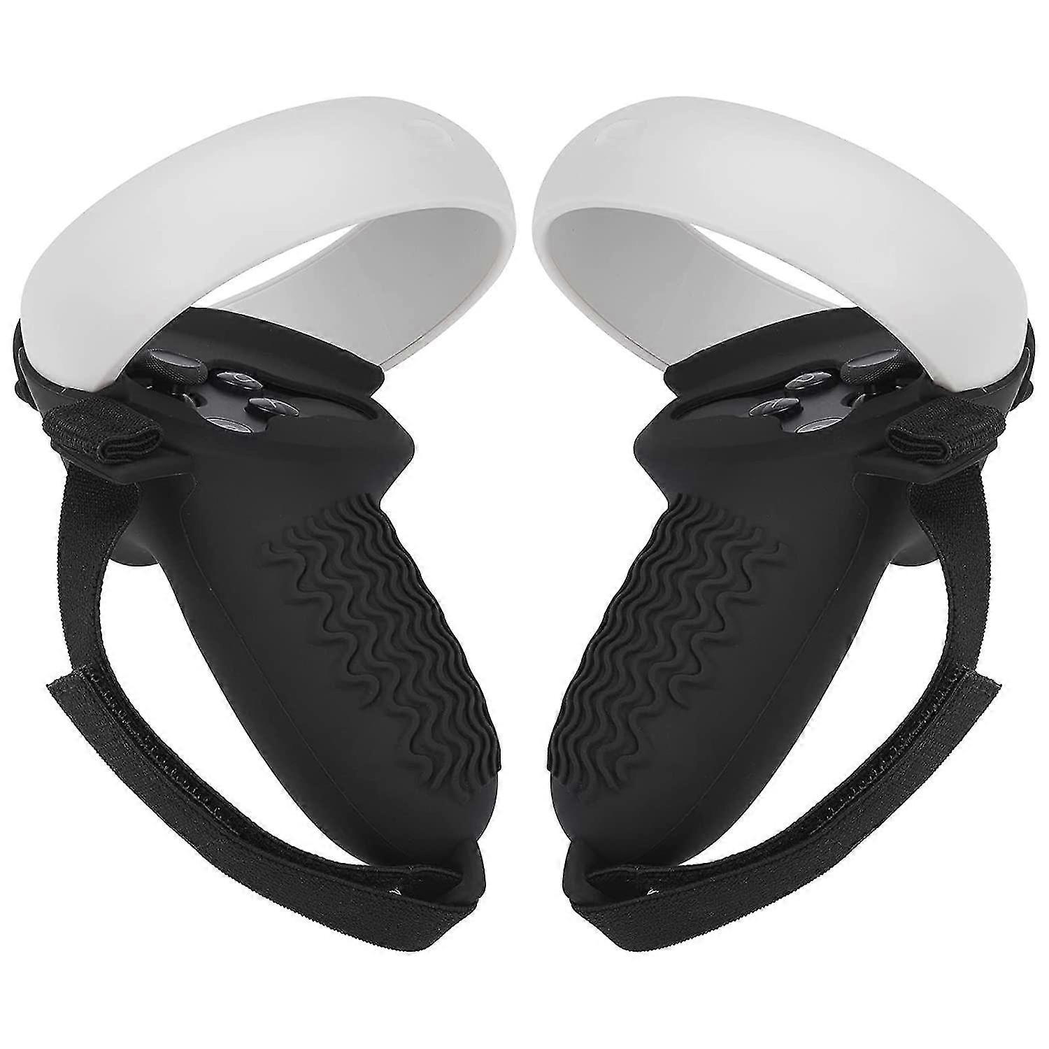 Case Silicone Compatible With Oculus Quest 2 Controller, Accessories Non-slip, With Adjustable Hand Strap-Black