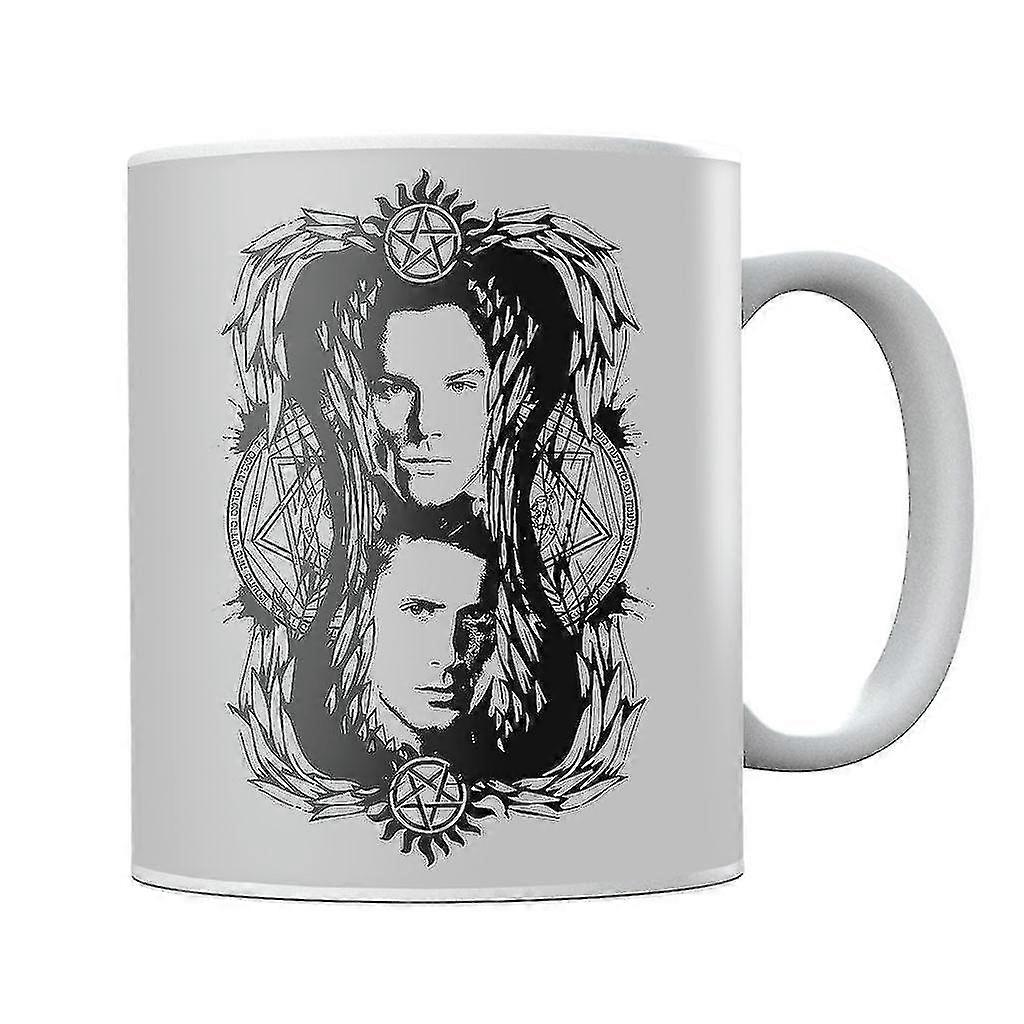 Sobrenatural Sam e Dean Winchester Devils Trap Montage Caneca