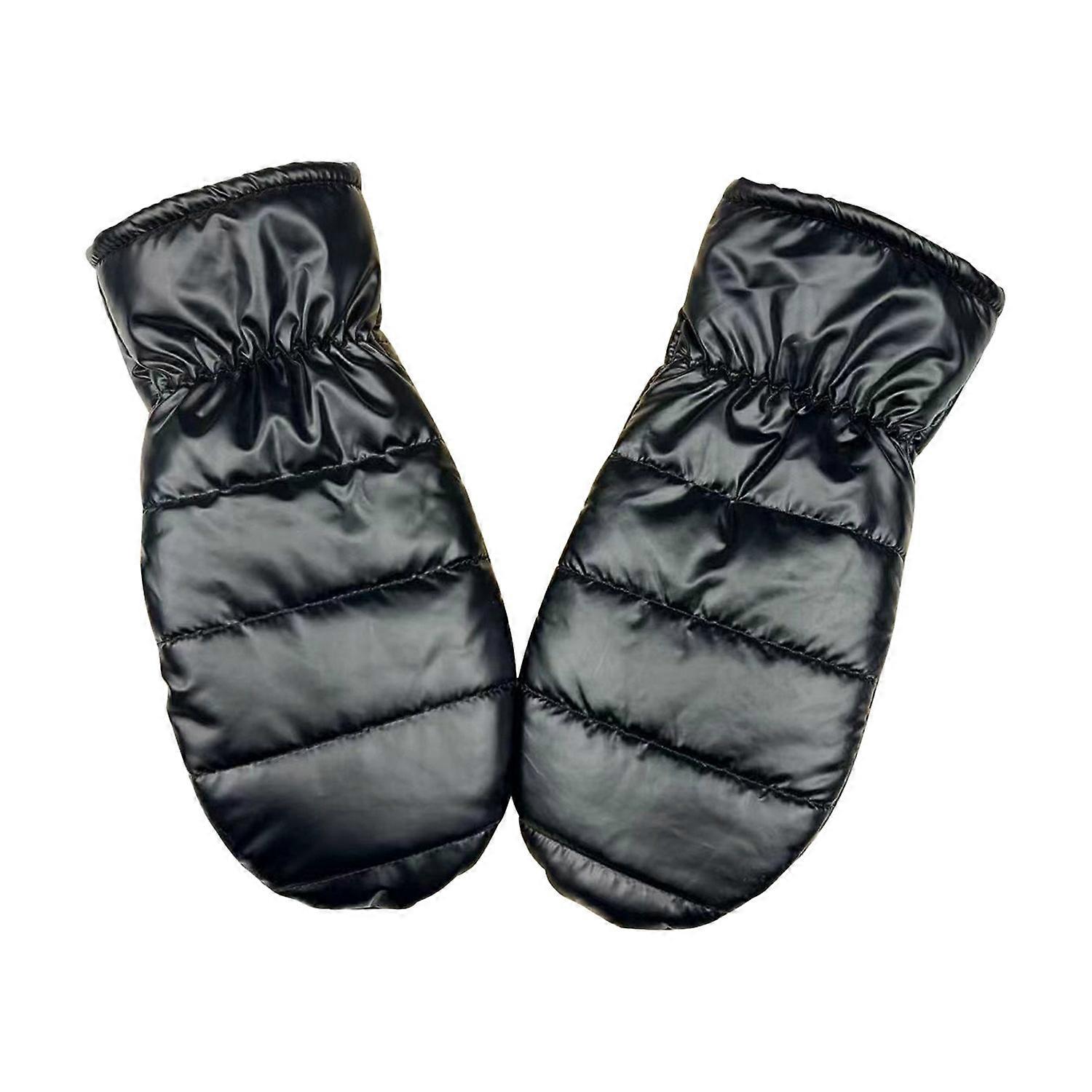 1 Pair Winter Cycling Mittens Windproof Thickened Warm Waterproof Unisex Soft Cold-proof Solid Color