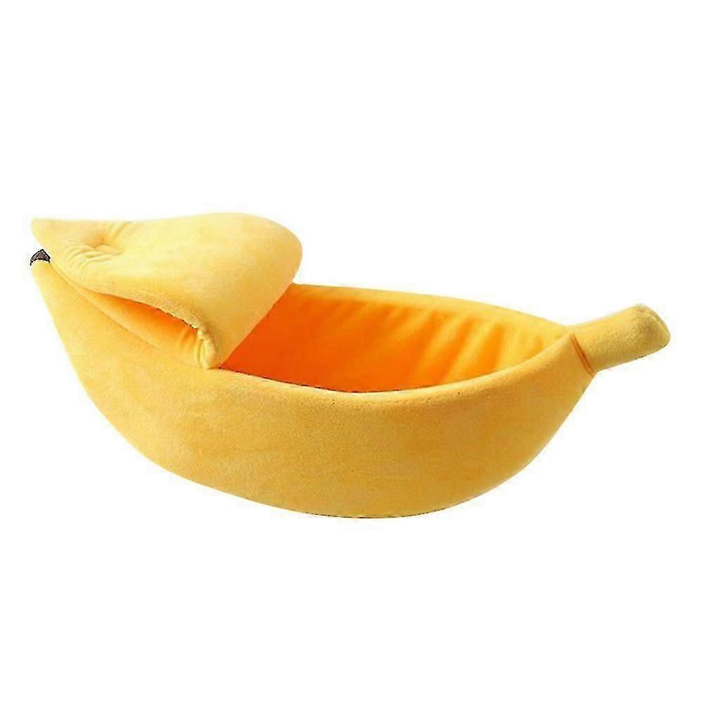 Small Pet Bed Banana Shape Fluffy Warm Soft Plush Breathable Bed Banana Cat Bed
