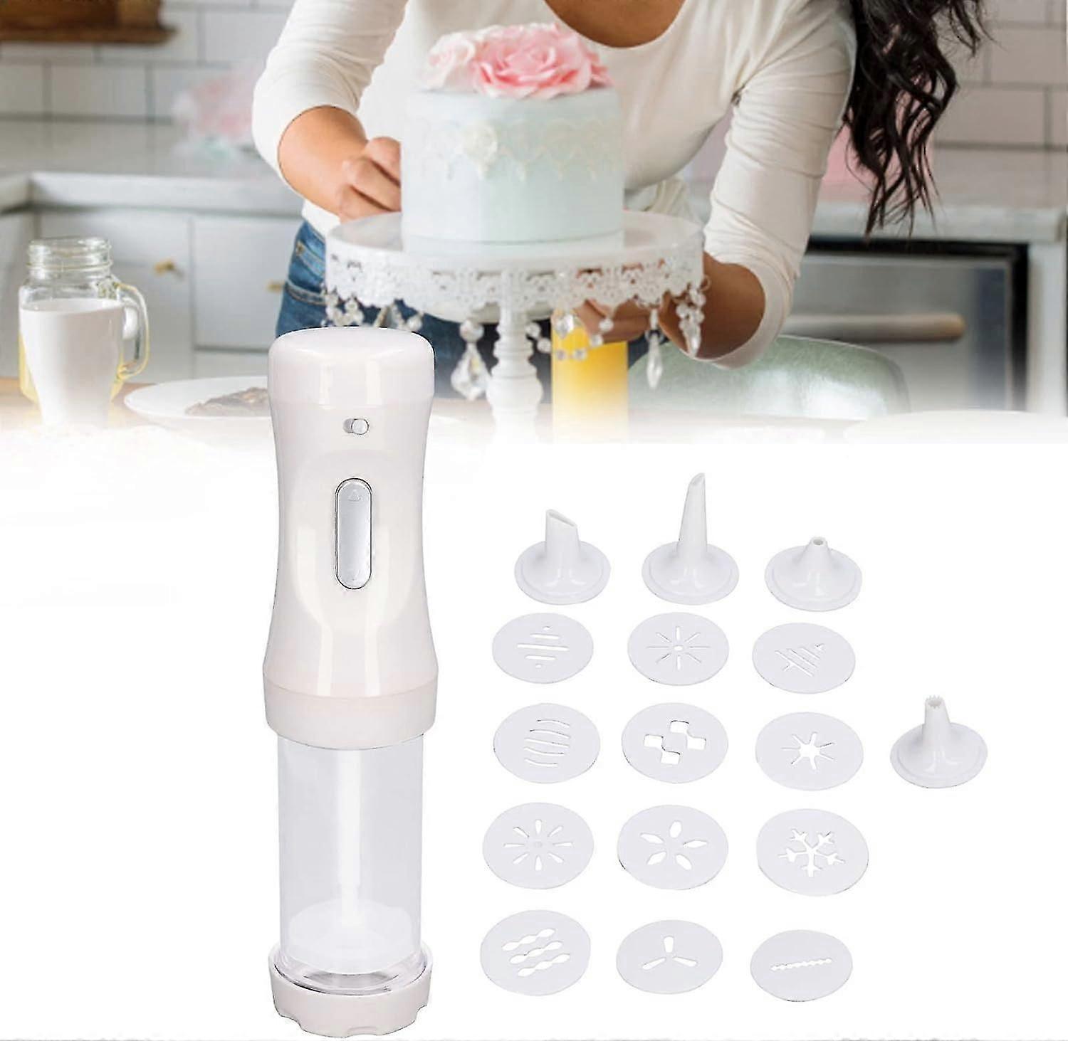 Electric cookie press gun, cookie making kit, electric cookie decorating tool 12 pieces and 4 ice titanium