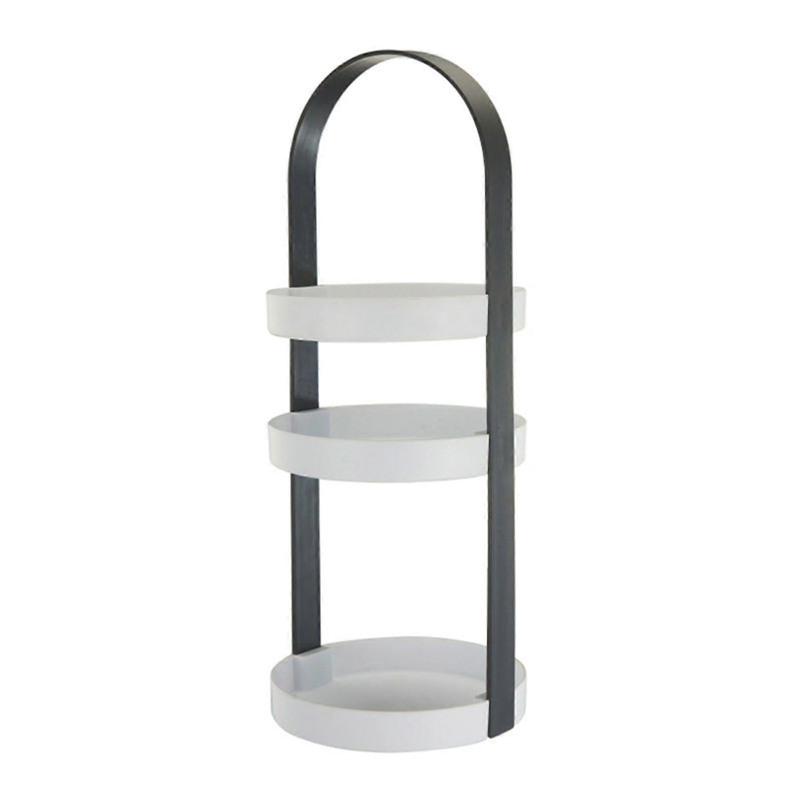 3 Layers Round Storage Rack Integral Handle 3 Layer Storage Round Stand for Bathroom Grey
