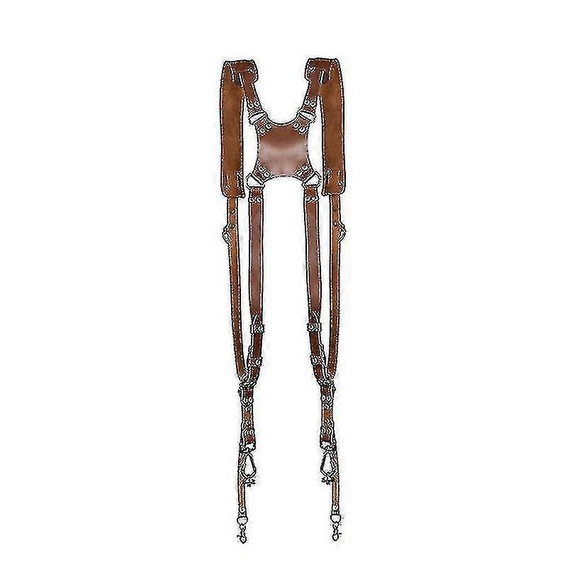 Camera Strap Accessories For Two-cameras Dual Shoulder Leather Harness Multi Camera Gear For Dslr/slr Strap Dual Camera Strap Holder Holster Brown