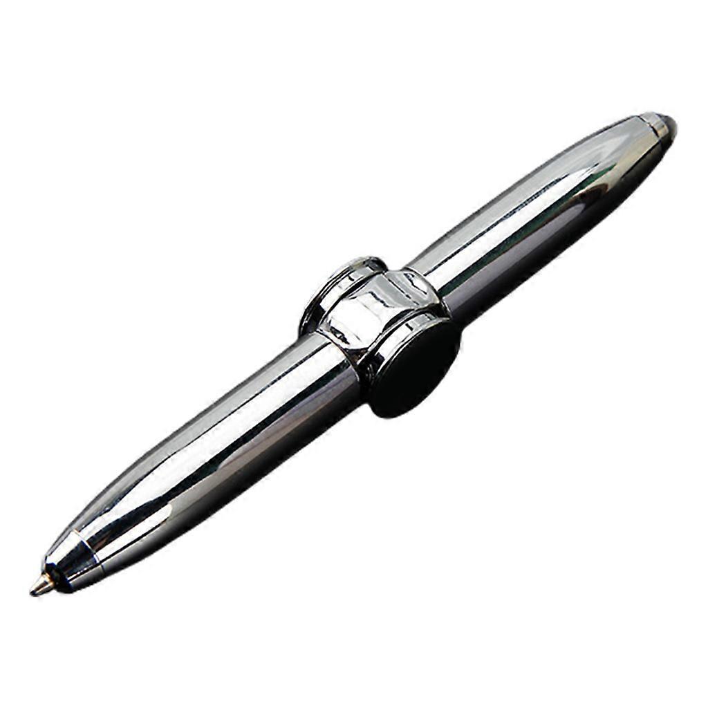 4’’ Fidget Finger Toy LED Spinner Pen Anti-Slip High Speed Rotary Anxiety Toy for w/ Flashing Light Adults Decompression Silver