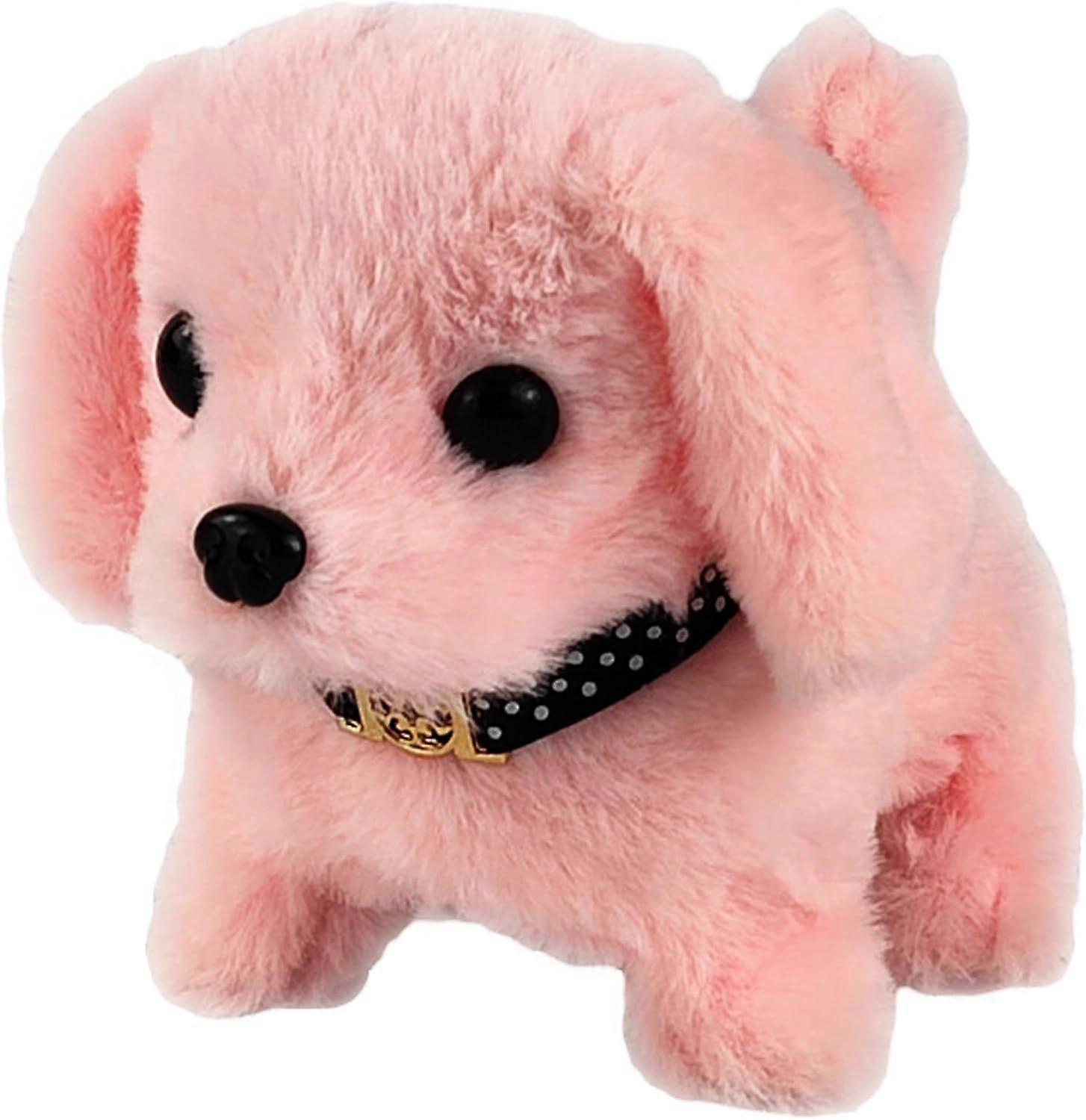 SBSG Electronic Puppy Plush Dog Toys for Toddlers Kids,Realistic Fun Interactive Pet Toy,Walking,Barking,Tail Wagging (Labrador-Pink)