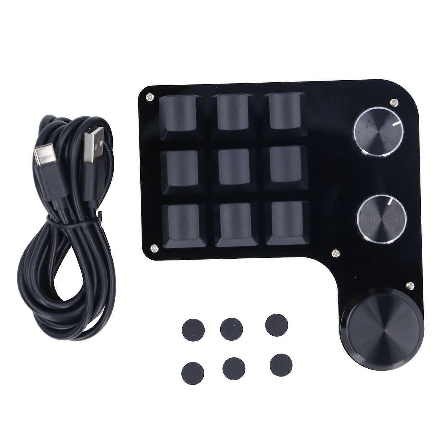 USB Mini Macro Mechanical Gaming Keyboard Programmable 9 Keys 3 Knobs Red Switch RGB LED Onboard Sto
