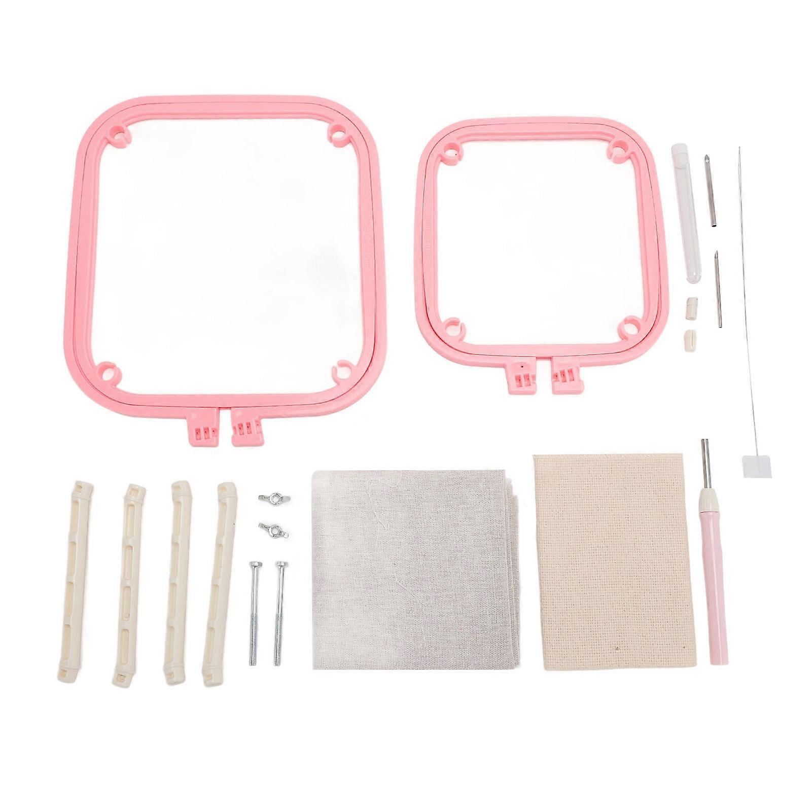 Double Layer Embroidery Hoop Tabletop Needlework Frame Holder with Needle for Craft Projects Watermelon Red