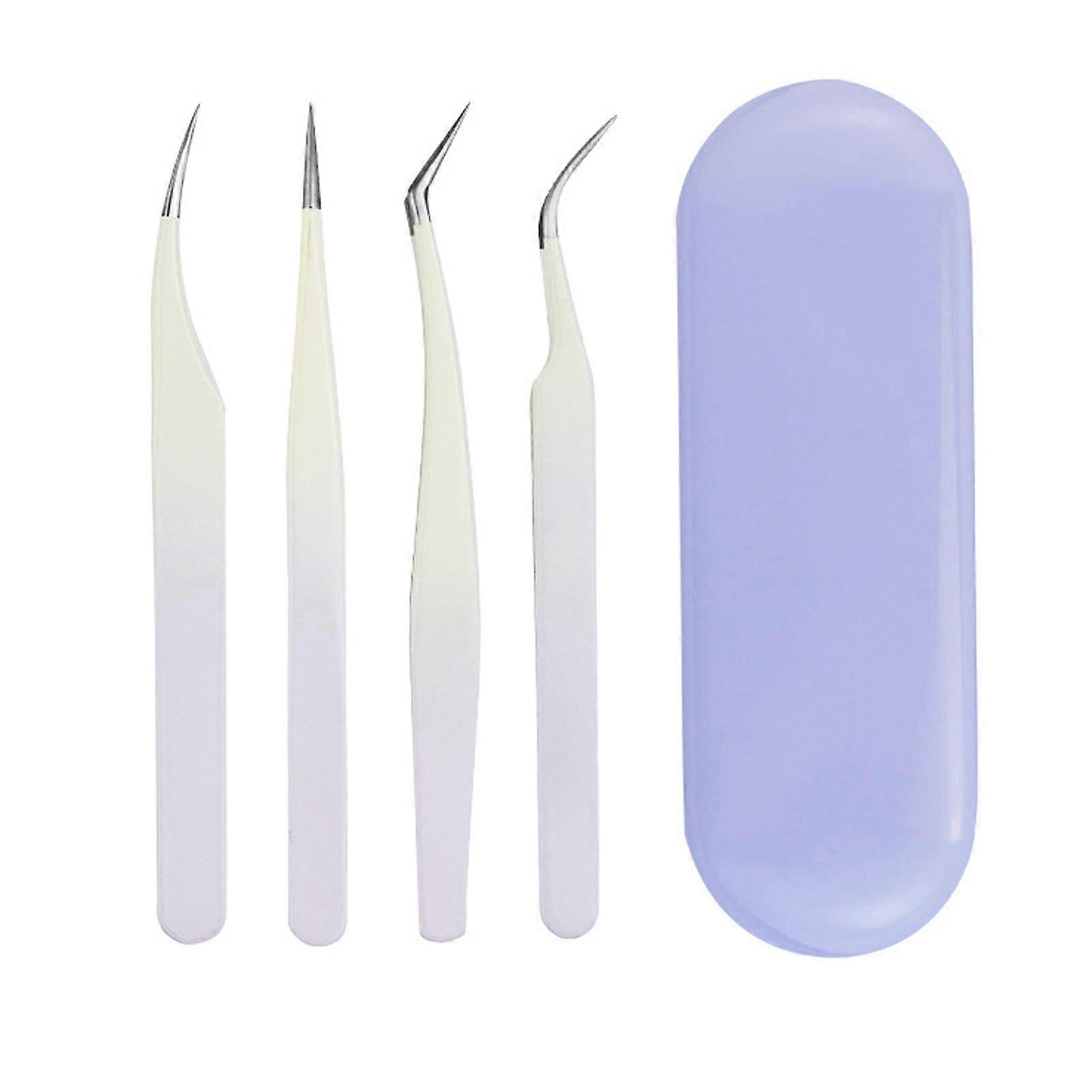 Ensemble de 4 pinces à cils en acier inoxydable violet