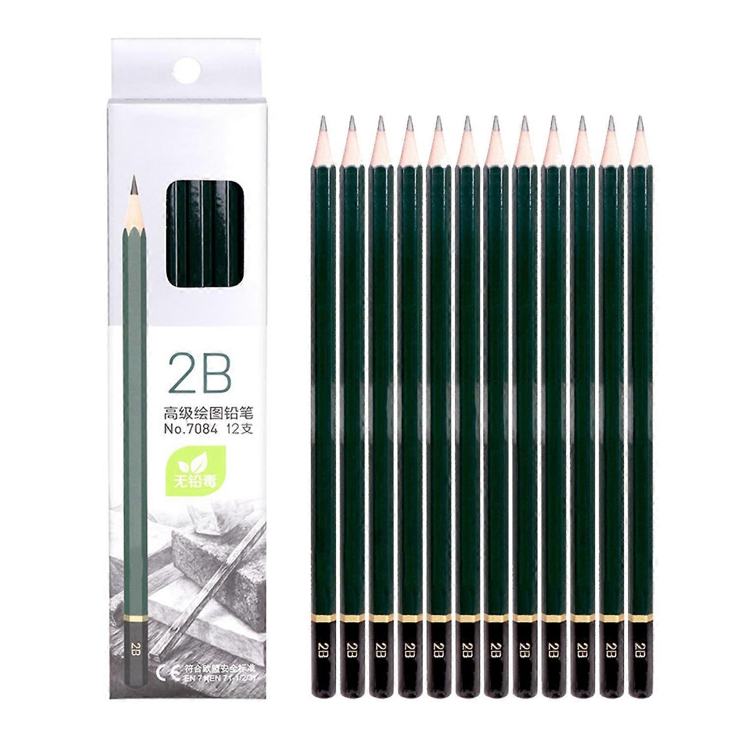12Pcs Writing Pencil Set 2B Graphite Pencil Smooth Writing Sketching Drawing Pencil Set for Students