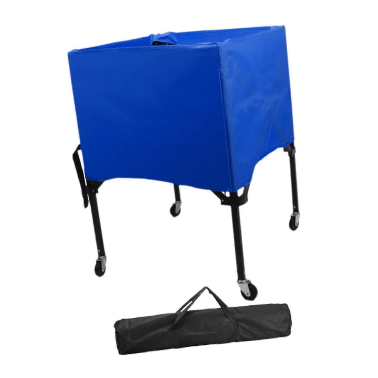 עגלת כדור ספורט מתגלגלת מתקפלת עם גלגלים לכדורעף כדורגל בחוץ שחור