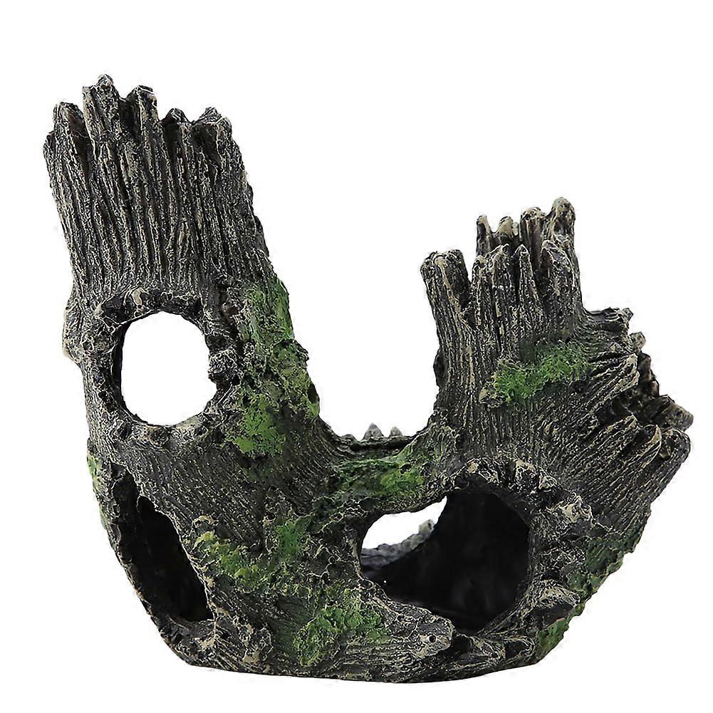 Aquarium Hollow Tree Trunk Ornament, Artificial Driftwood Hideout Decoration for Betta Fish, Shrimp, and Reptiles, Polyresin