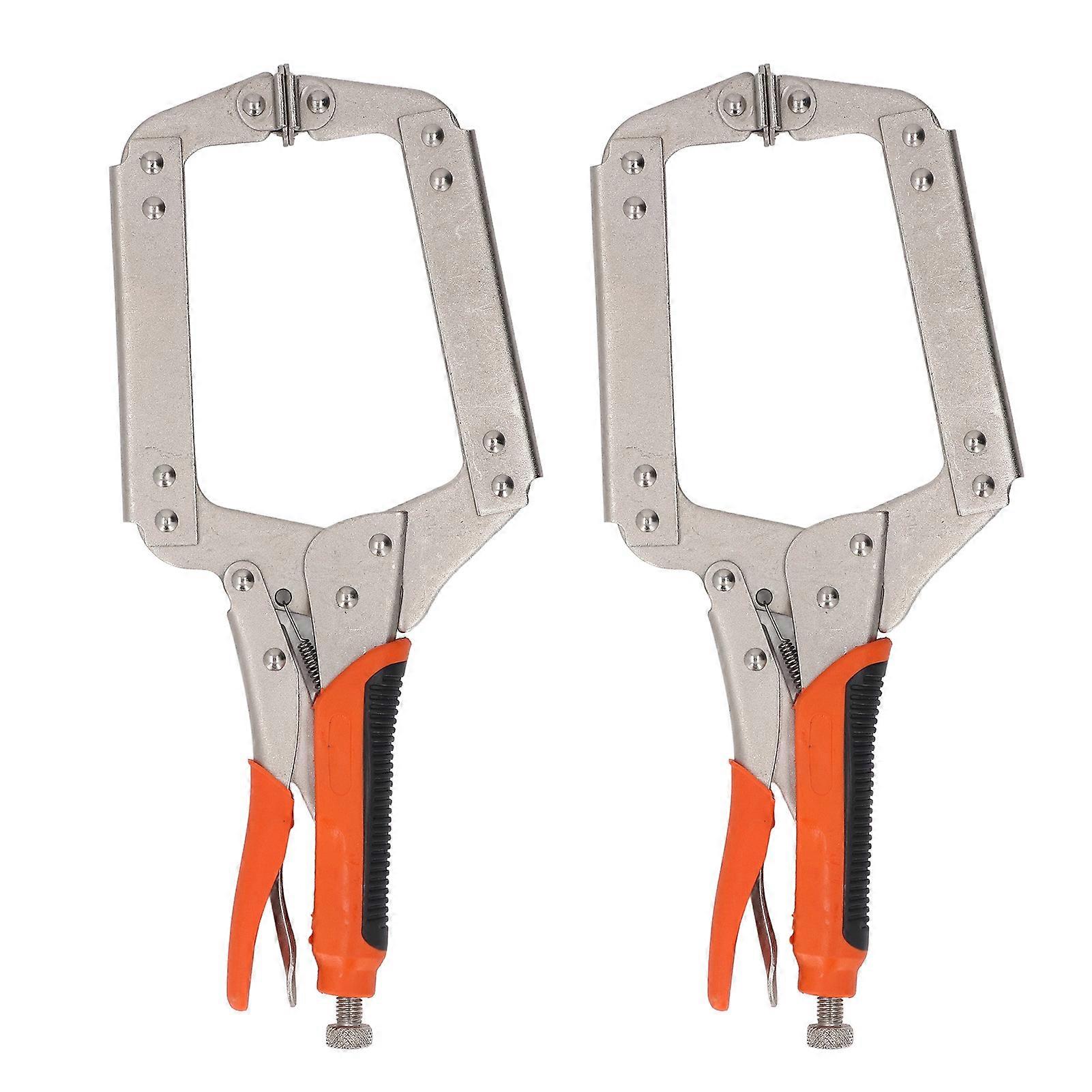 2Pcs Locking C Clamp Pliers Set Heavy Duty Woodworking Face Clamp with Rotating Pads for Welding Pocket Hole Joinery 14in