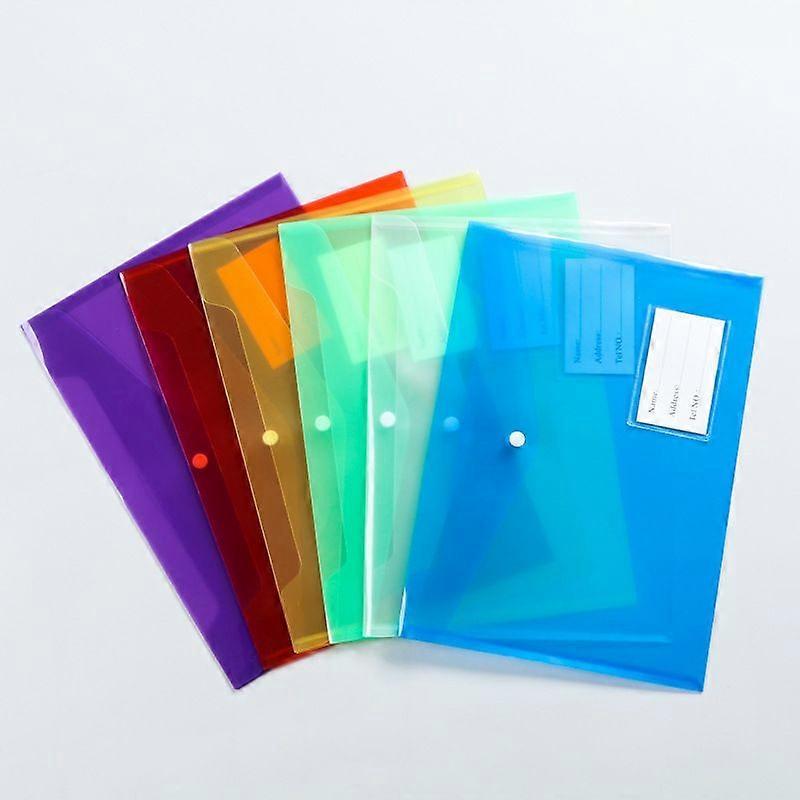 20 pieces of A4 candy colored pp snap fastener transparent storage file bag Student office plastic file bag