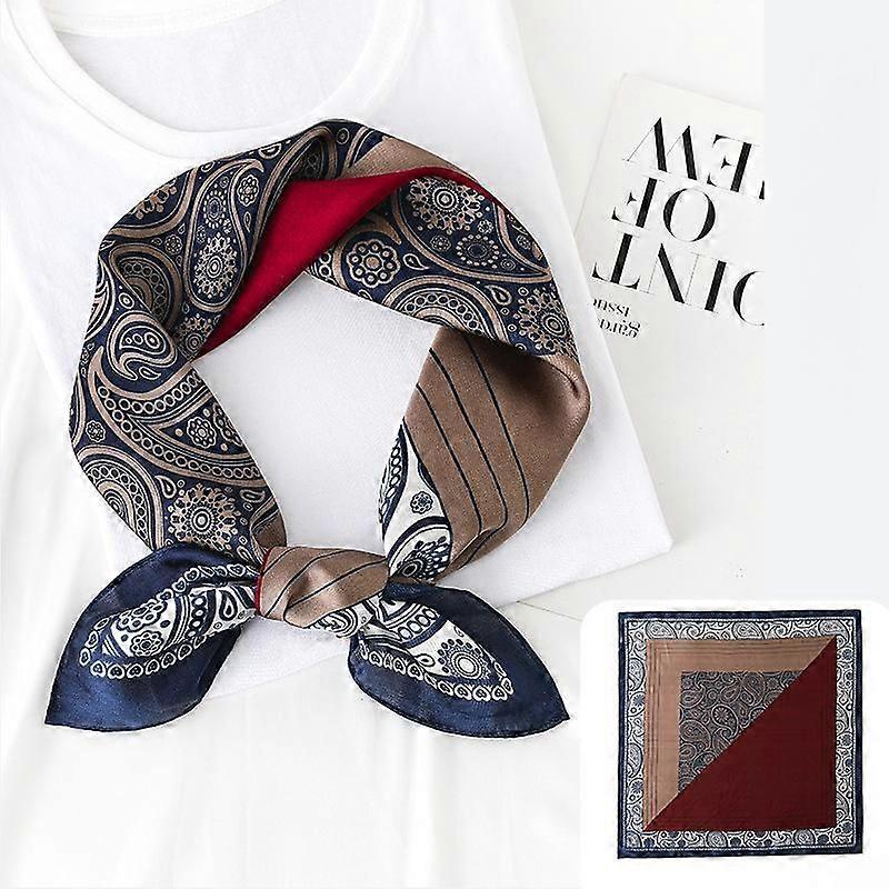 Women's Silk Touch Scarf Medium Square Satin Bandana Gift For Girlfriend,Mother-Blue and Red