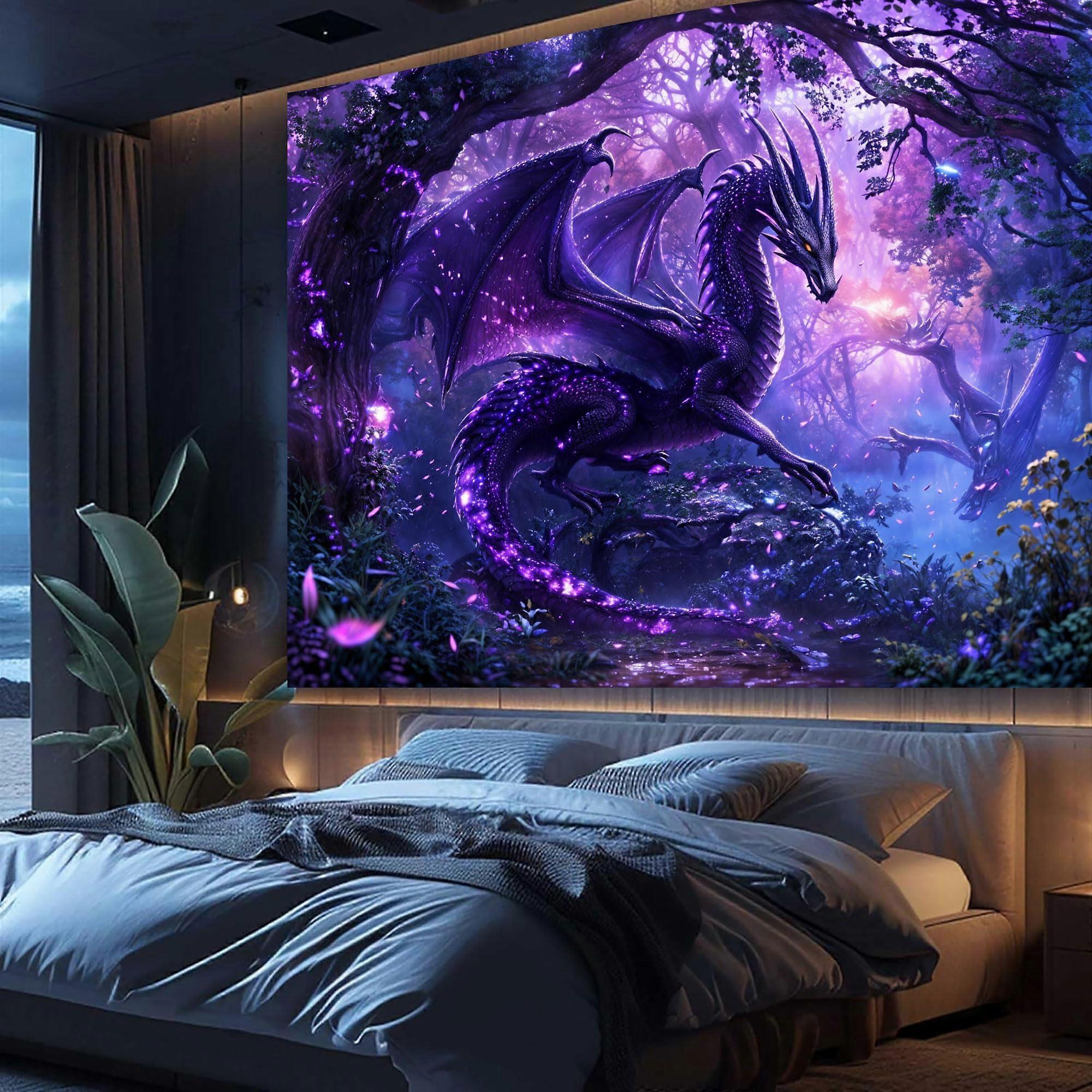 Medieval Dragon Pattern Fantasy Tapestry Wall Hanging Decor For Home Office Size Options Style Color