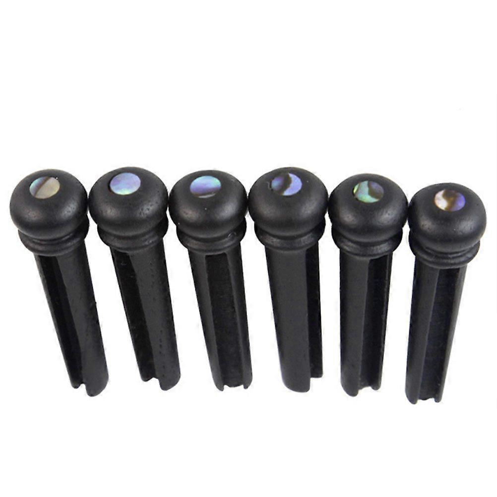 6 Pcs Guitar Bridge Pin Replacement Wooden String Stud With Dot Inlay Part