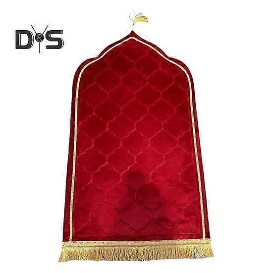 Tapete de oração com franjas decorativas, espessamento, presente de Ramadã Eid, cor sólida, dobrável, antiderrapante, com fundo de borracha macio para joelhos e testa, jornada espiritual