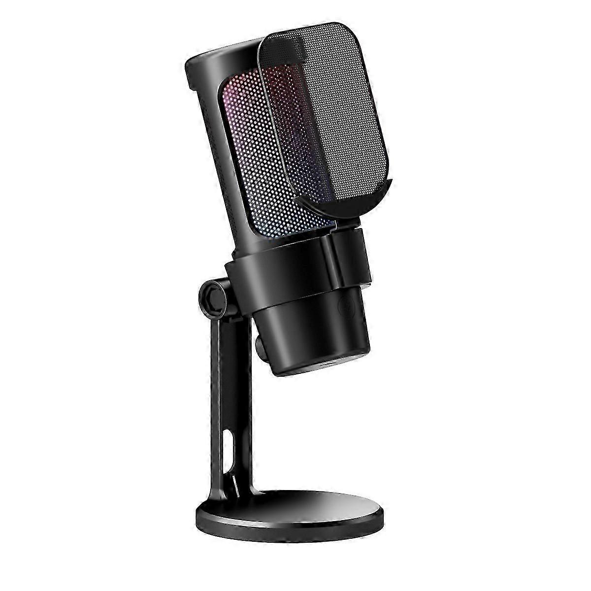 USB Gaming Microphone for PC, Noise Canceling Condenser Microphone with RGB Light, Mute, Streaming G
