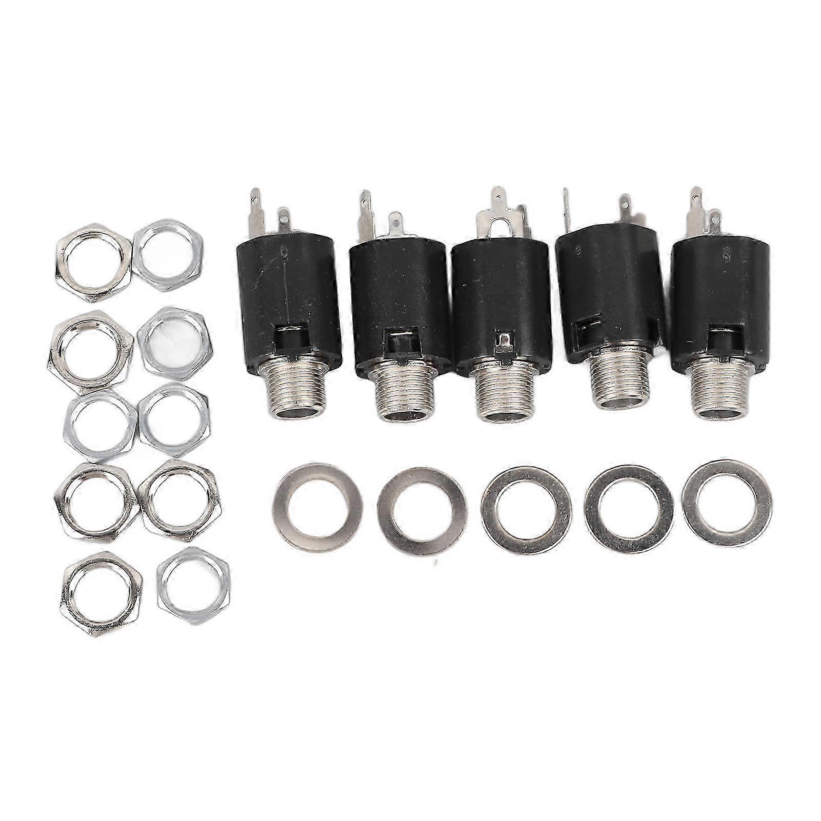 5Pcs Stereo Jack Socket 6.35mm 2 Channel Input 3P Connector Pickup Jack Socket for Replacement