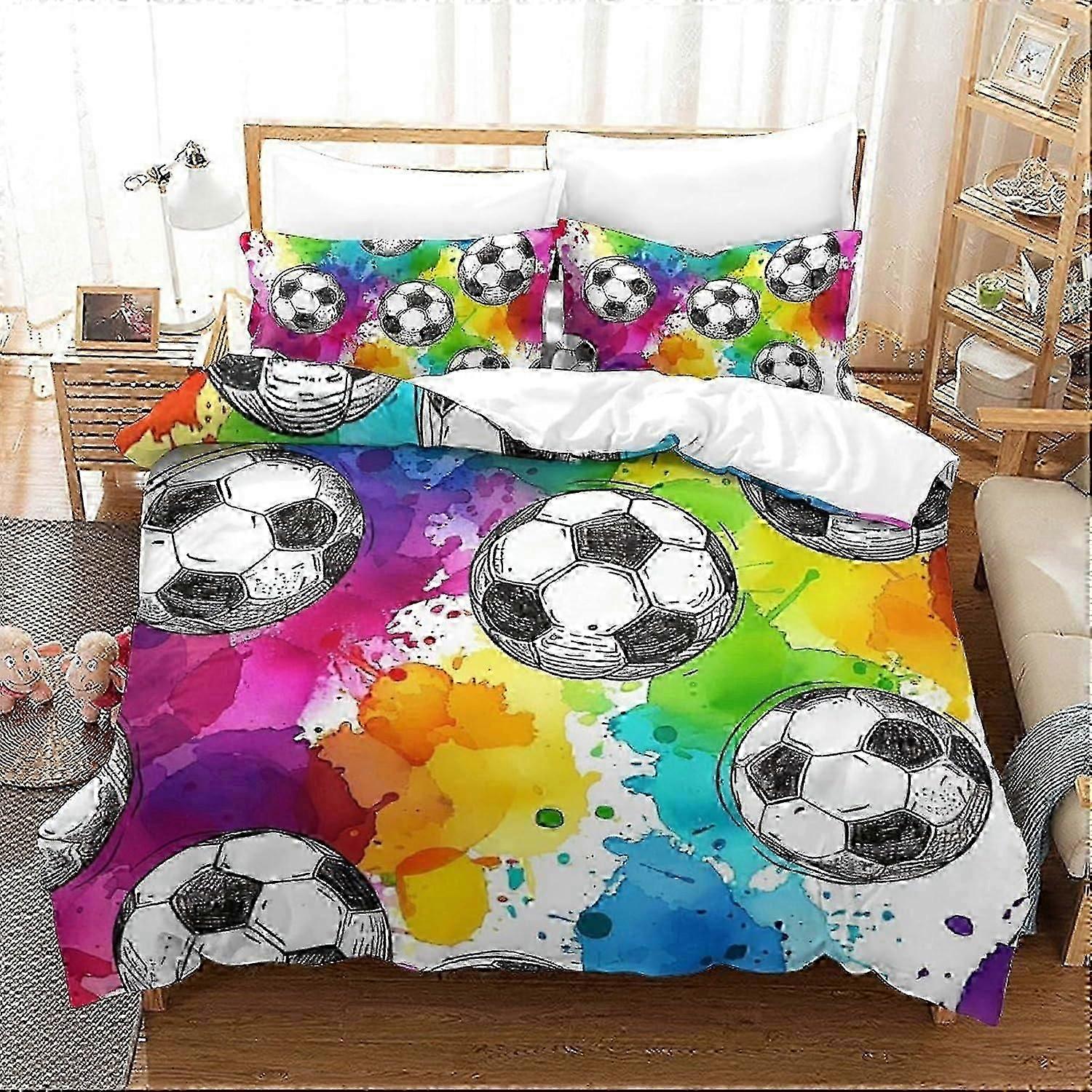 J4334 Lençóis Lençóis Conjunto de Futebol Conjunto de Capa de Edredão Conjunto de Cama para Crianças Meninos Meninas Capa de Edredom Impressa em 3D Colcha de Microfibra Capa de Quarto Collec