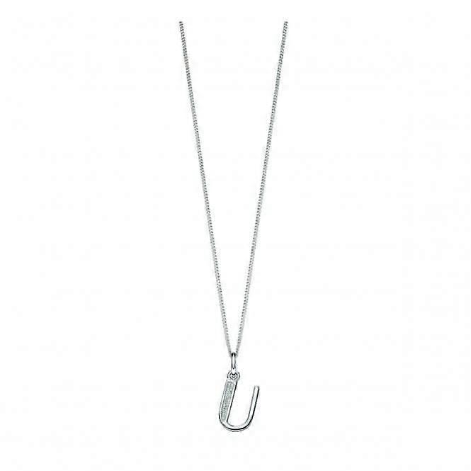 Beginnings Sterling Silver Art Deco Initial U Cubic Zirconia Pendant P4743C