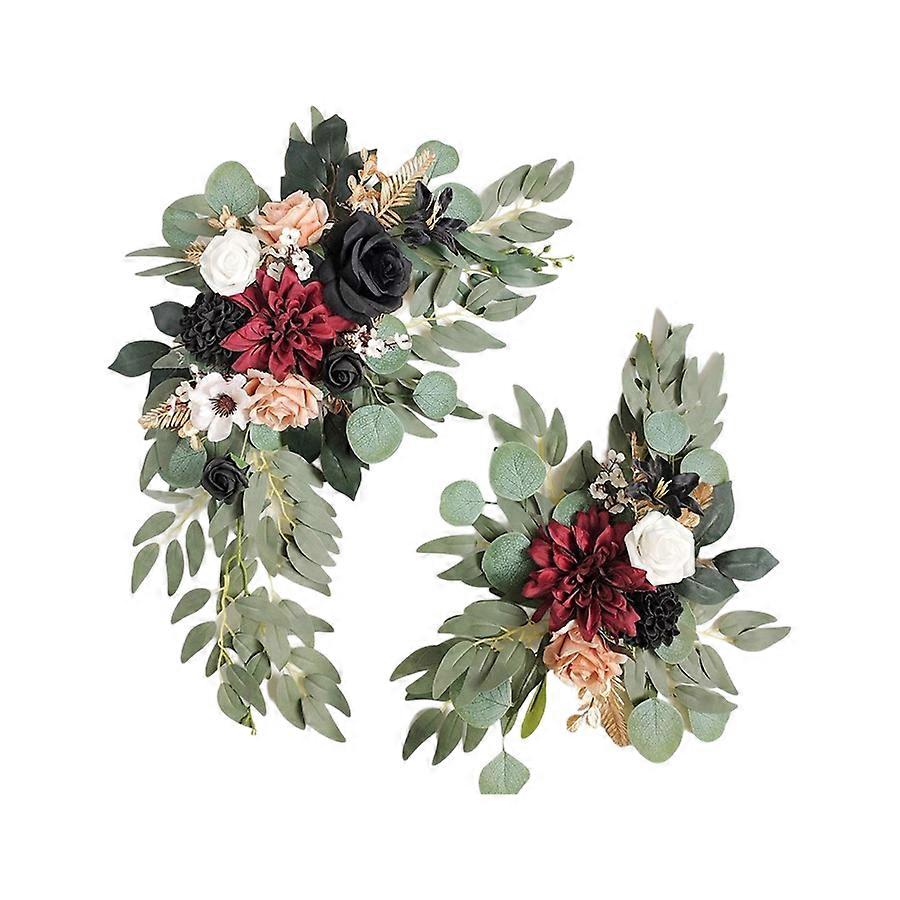 Artificial Wedding Arch Decor 2pcs Silk Cloth Multicolor Flowers