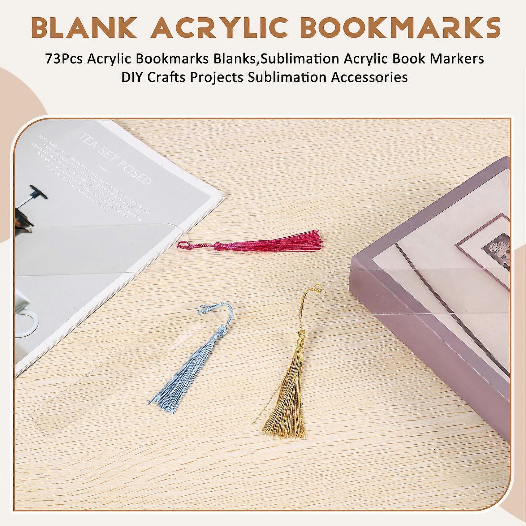 73Pcs Acrylic Bookmarks Blanks,Sublimation Acrylic Book Markers