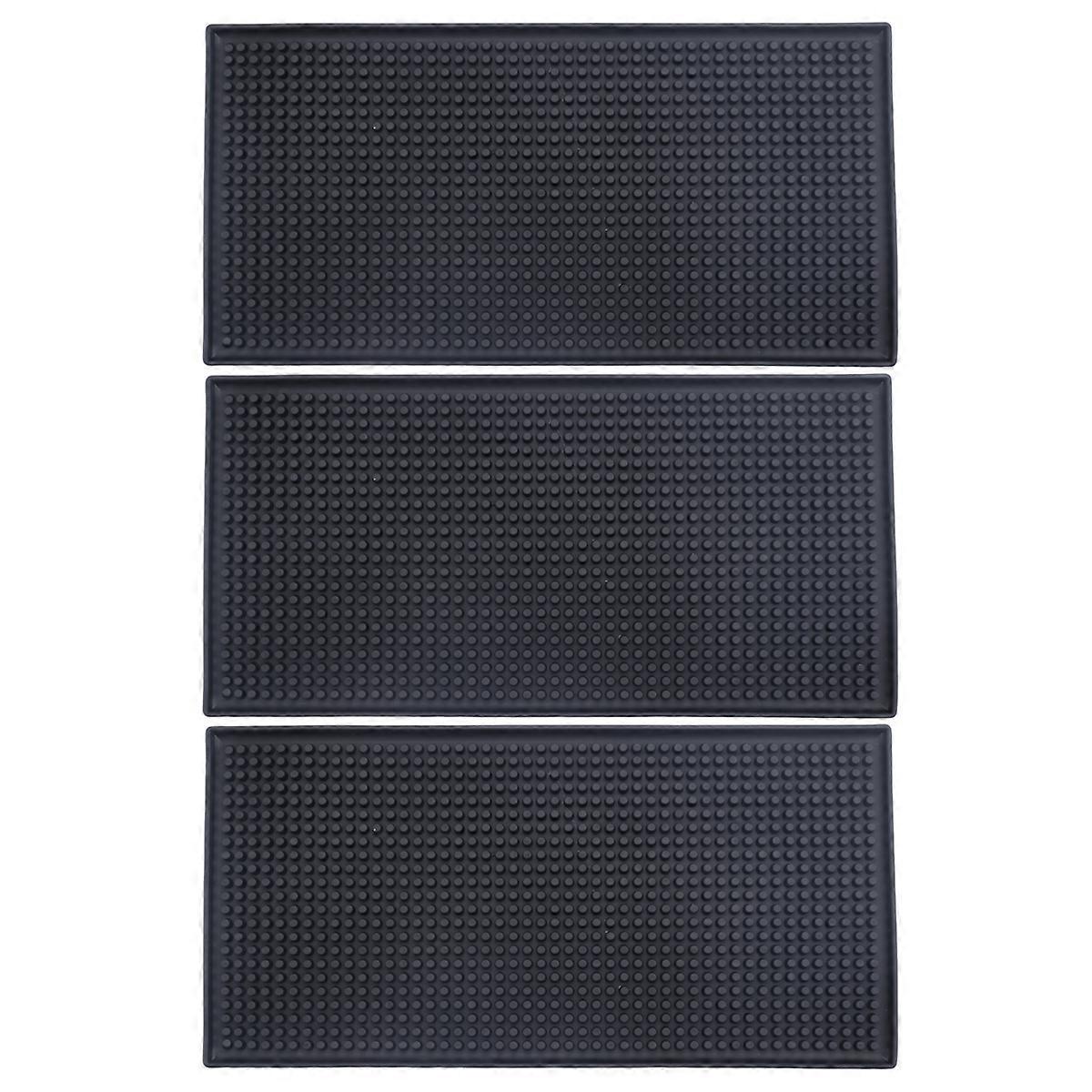 3 Pack Black Bar Mat Spill Mat Glass Drying Mat Cocktail Mixing Service Mat for Counter Top(12inch(L