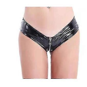 Lynlås Åben Skridt Fetish Shorts Til Sex Erotisk Porno Under Skridtløs Undertøj Blankt Wetlook Mini Hot Pants Sexi M