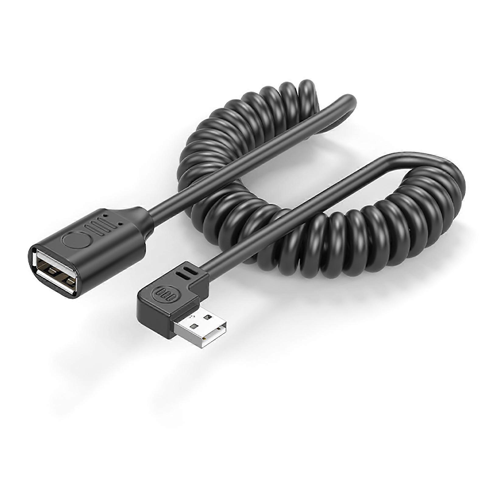USB 2.0 Male to Female Spirals Coiled Adapter Cable Spring Telescopic Extension Wire Cord for Data Syncing & Charging Multicolor