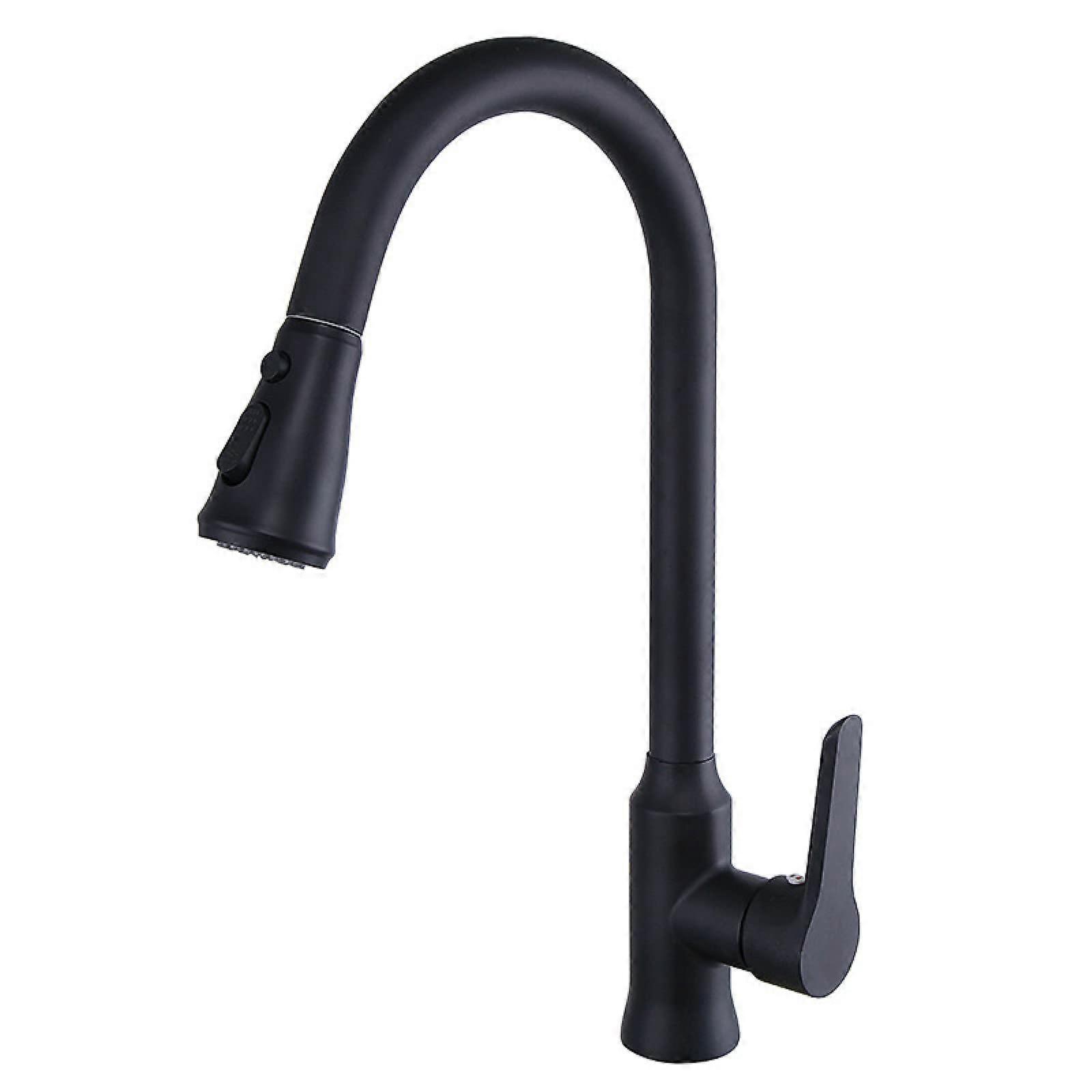 Kitchen Faucet with Pull Down Sprayer Black, Single Handle, 2 Water Outlet Modes, Hot and Cold Water, Single Hole Design