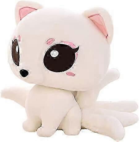 Lifelike White Fox Plush Nine-Tailed Fox Toy Soft Hugging Pillow, Nine Tails Fox Stuffed Animals Kyuubi Kitsune Dolls Gifts-10 Inch-2025-ss